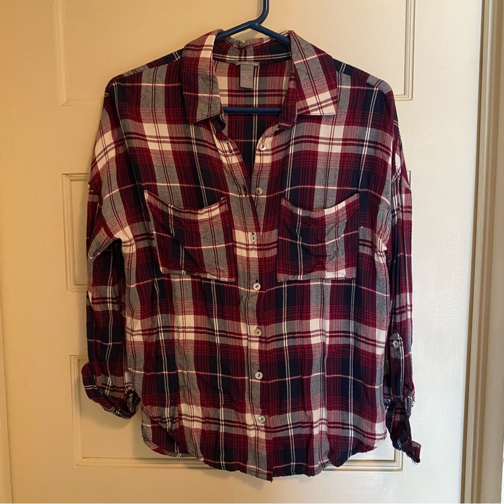 Charlotte Russe. Plaid button down. Size M.